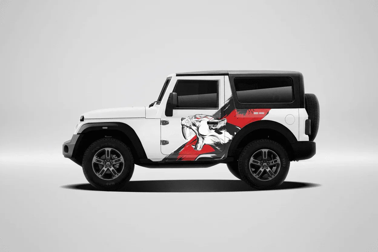 Tiger Edition Graphics for Mahindra Thar white