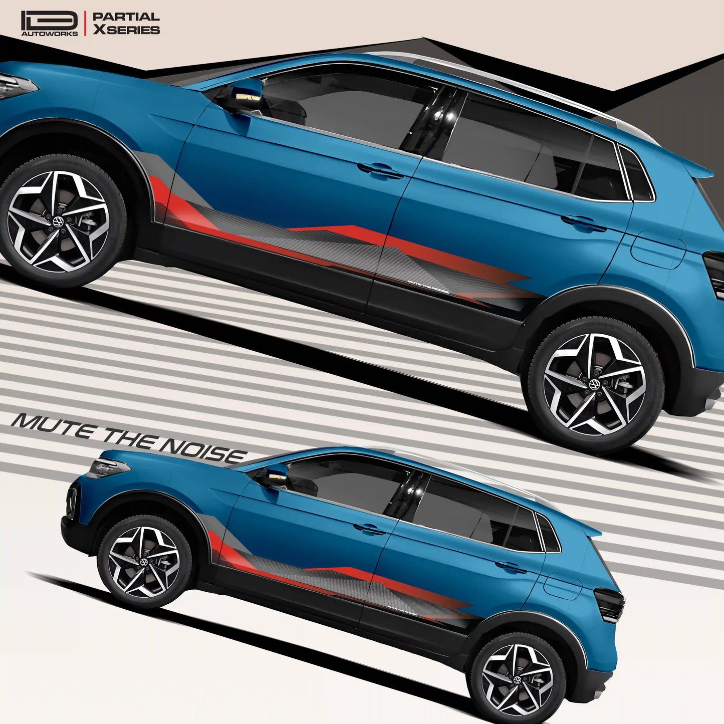 Mute The Noise Edition Graphics for VW Taigun blue