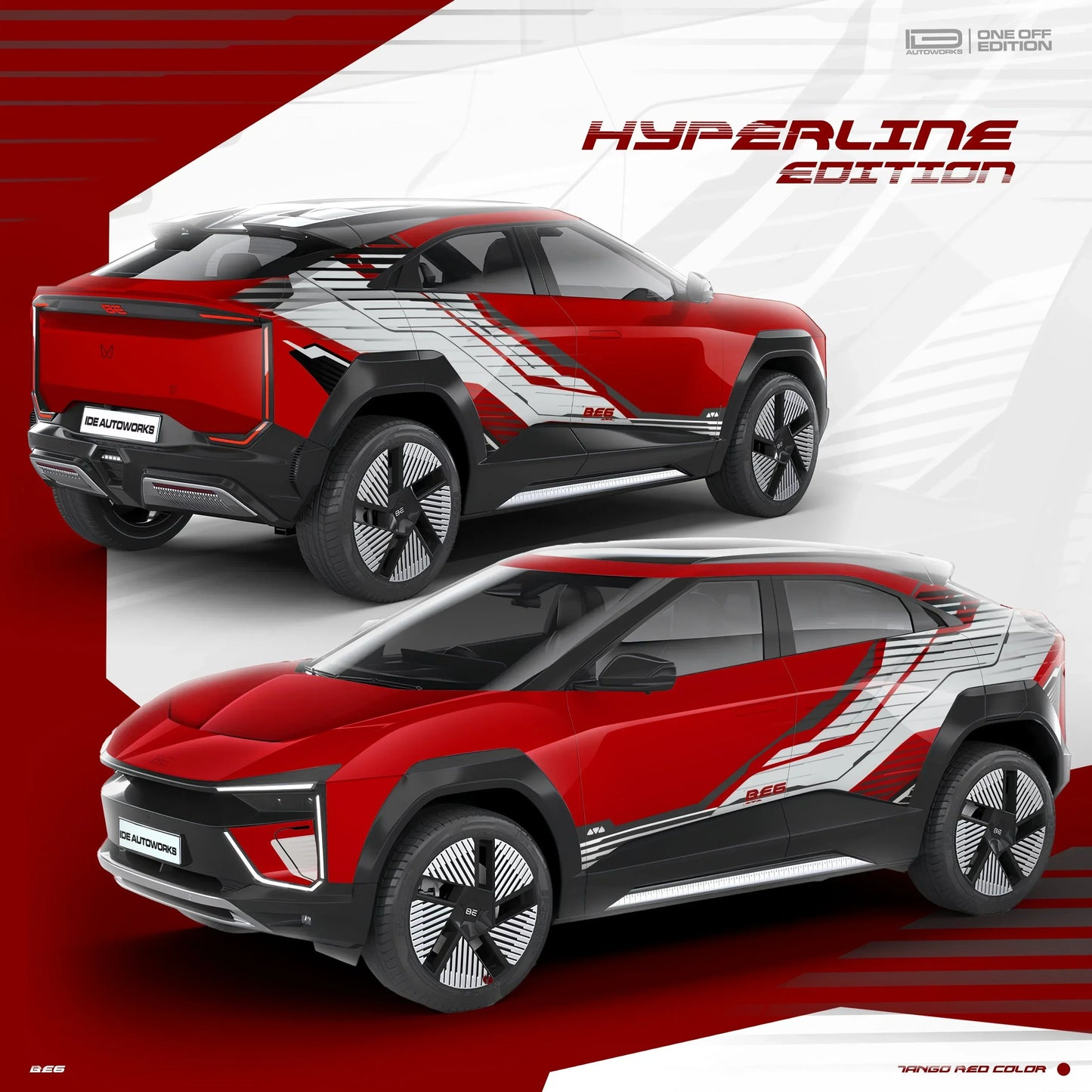 Hyperline Edition Graphics for Mahindra BE6 red