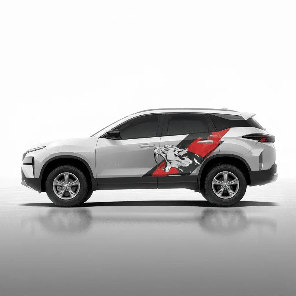 Tiger Edition Graphics for Tata Harrier  white
