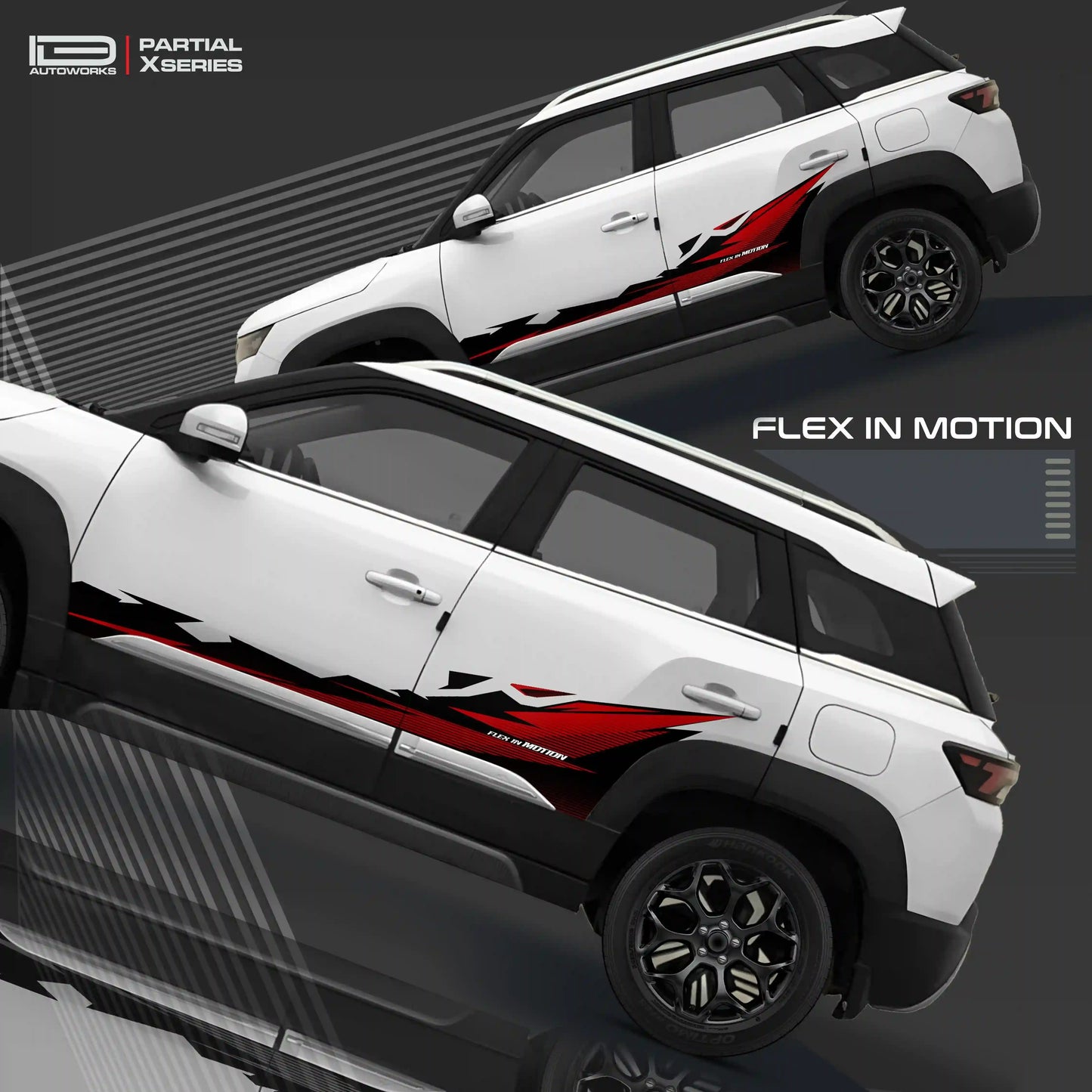 Flex in Motion Edition Graphics for Maruti Brezza red