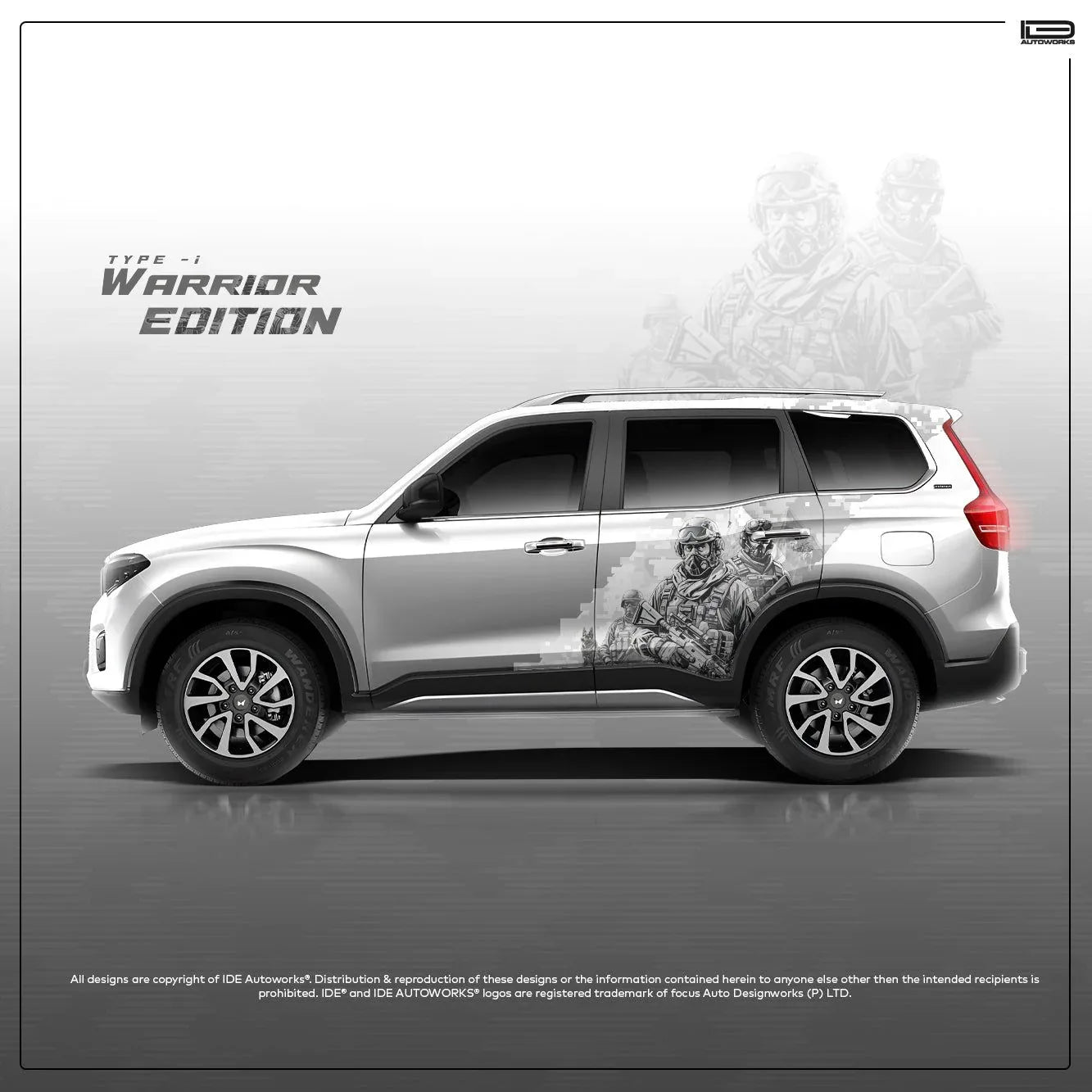 Warrior Edition Graphics for Mahindra Scorpio N white 