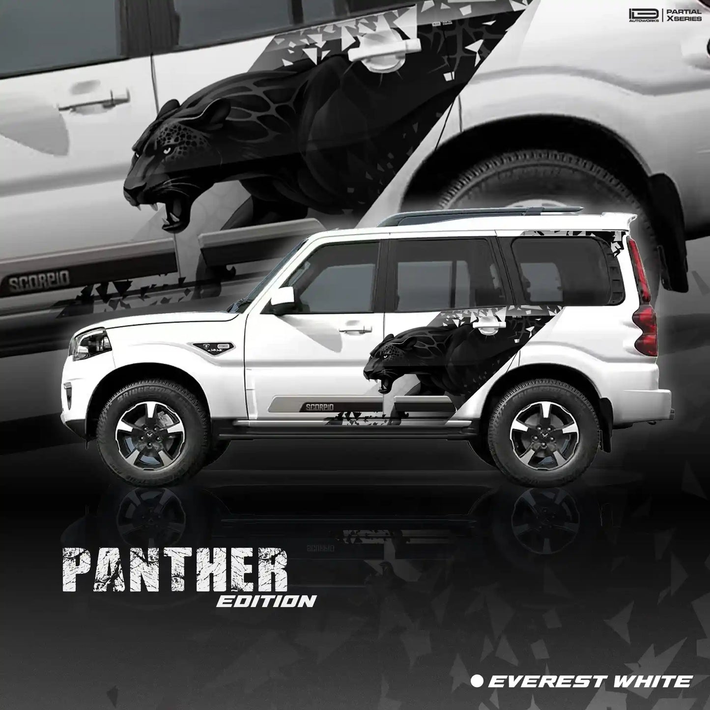 Panther Edition Car Graphics for Mahindra Scorpio S11  IDE Partial X Series