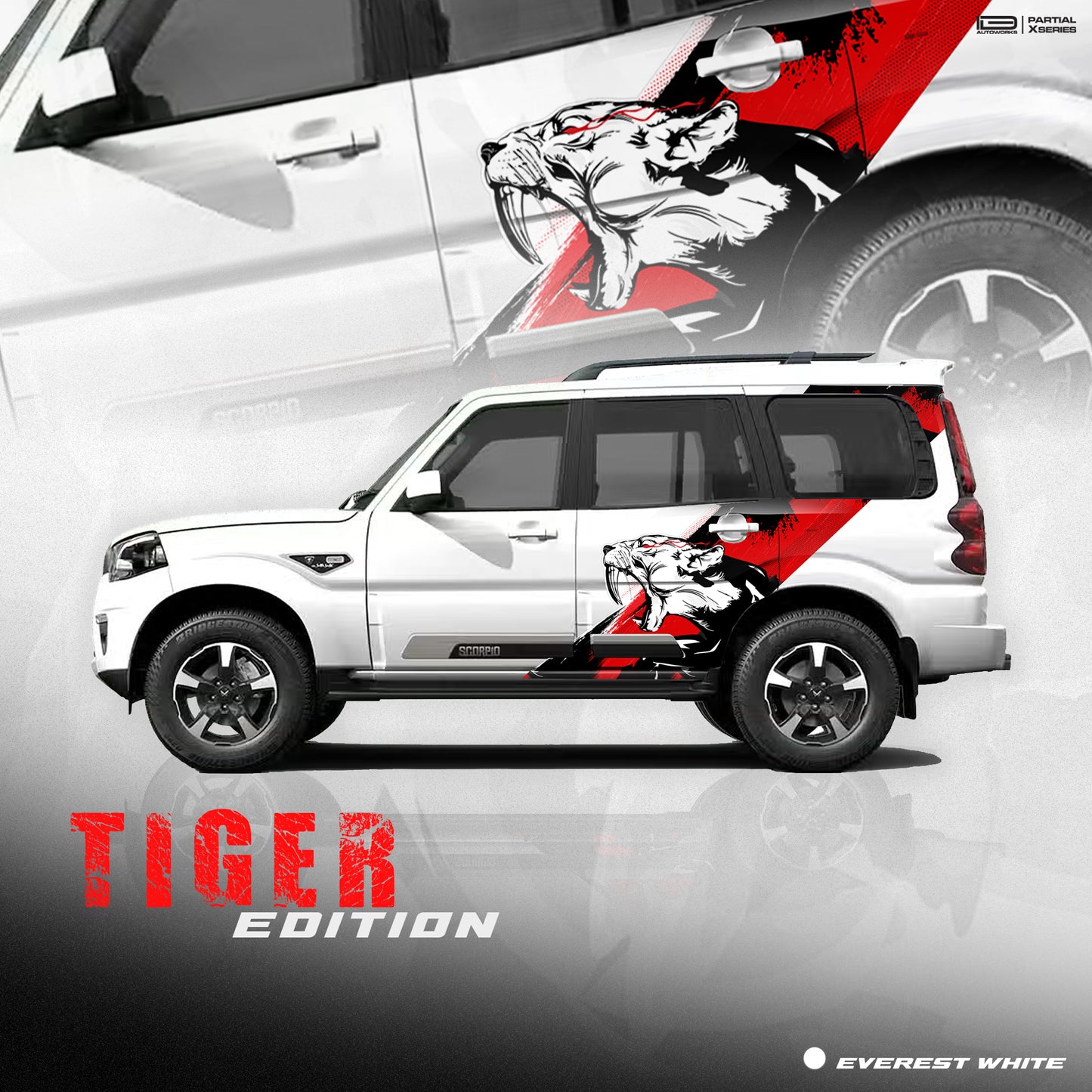 Tiger Edition Car Graphics for Mahindra Scorpio S11  IDE Partial X Series