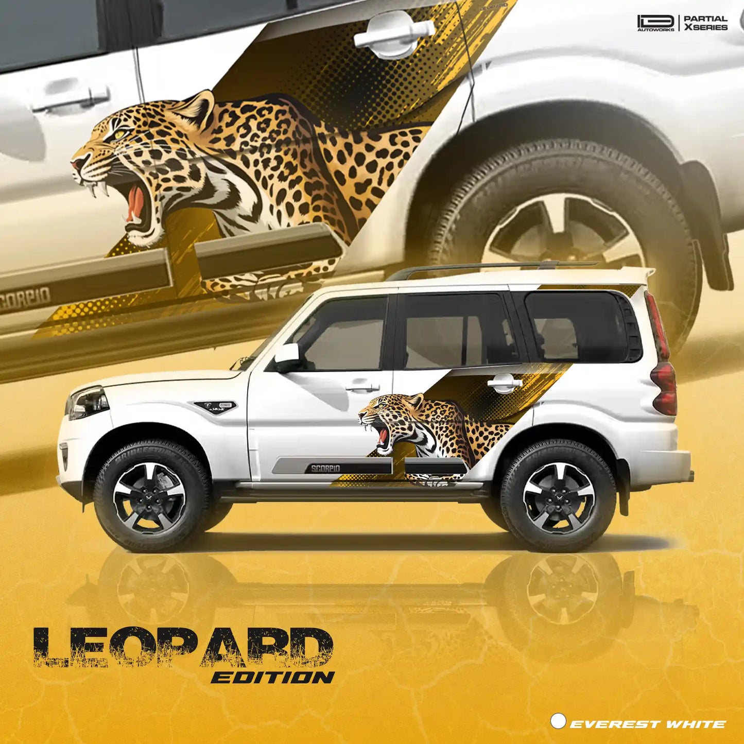 Leopard  Edition Car Graphics for Mahindra Scorpio S11  IDE Partial X Series