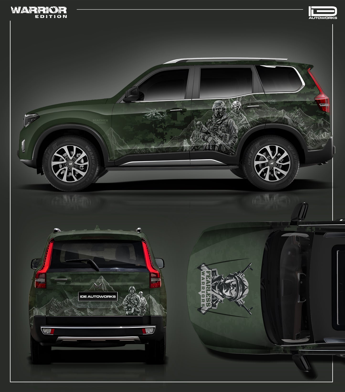 Warrior Edition Graphics for Mahindra Scorpio N Green
