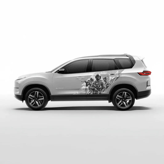 Warrior Edition Graphics for Tata Safari  white
