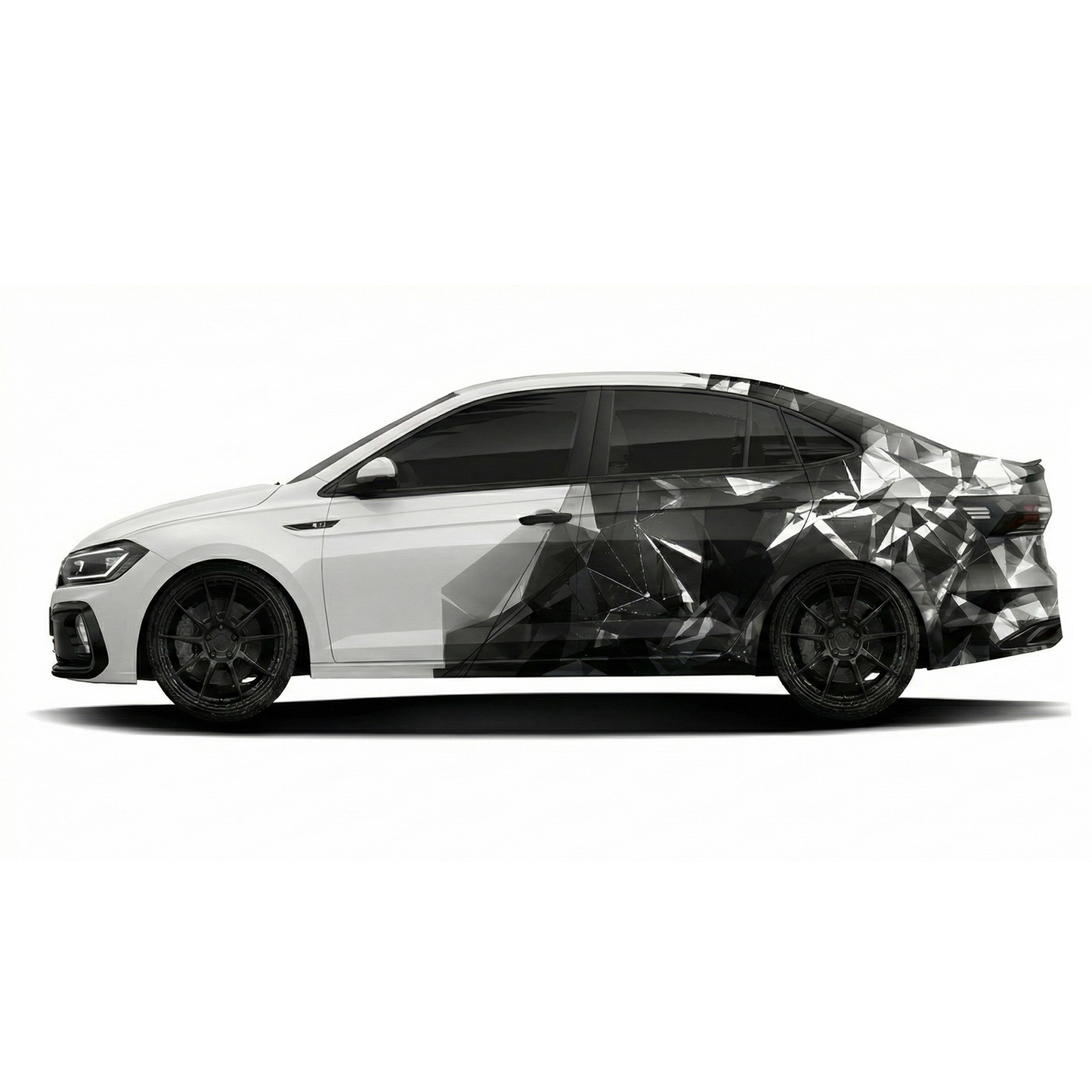 VW Virtus with IDE graphics series shatter strike edition white