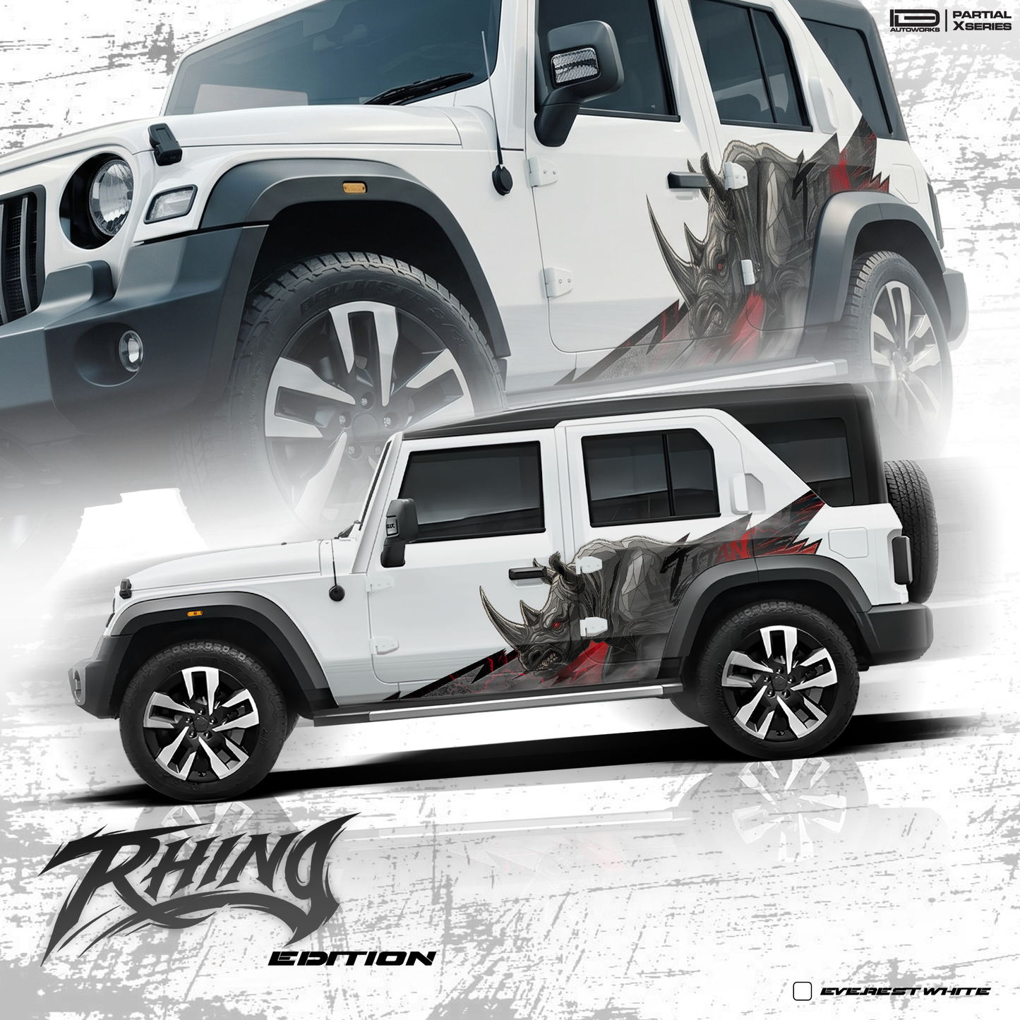Rhino Edition Graphics for Mahindra Roxx  IDE Partial X Series