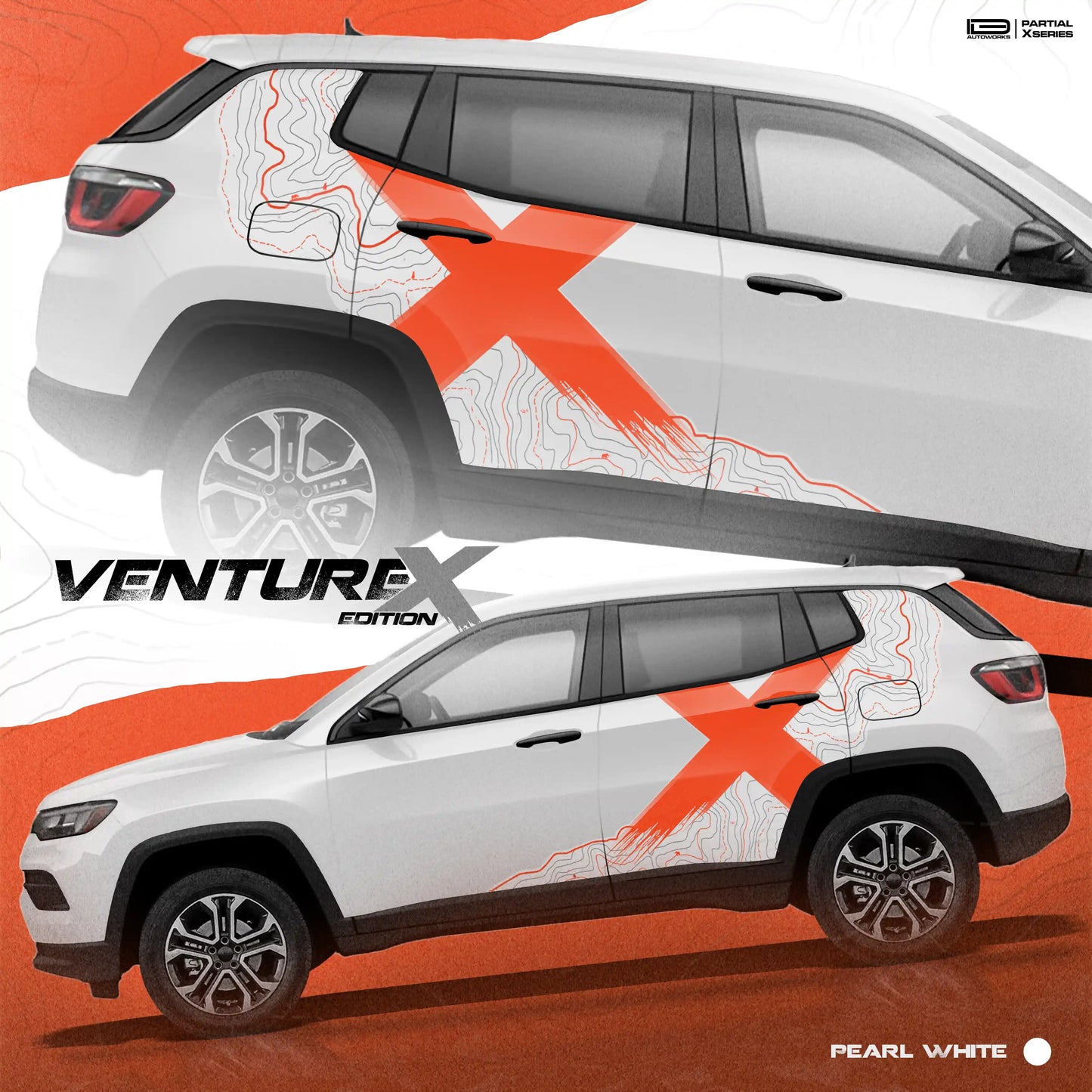 Venture X Edition IDE Partial X Series graphics for the Jeep Compass blue
