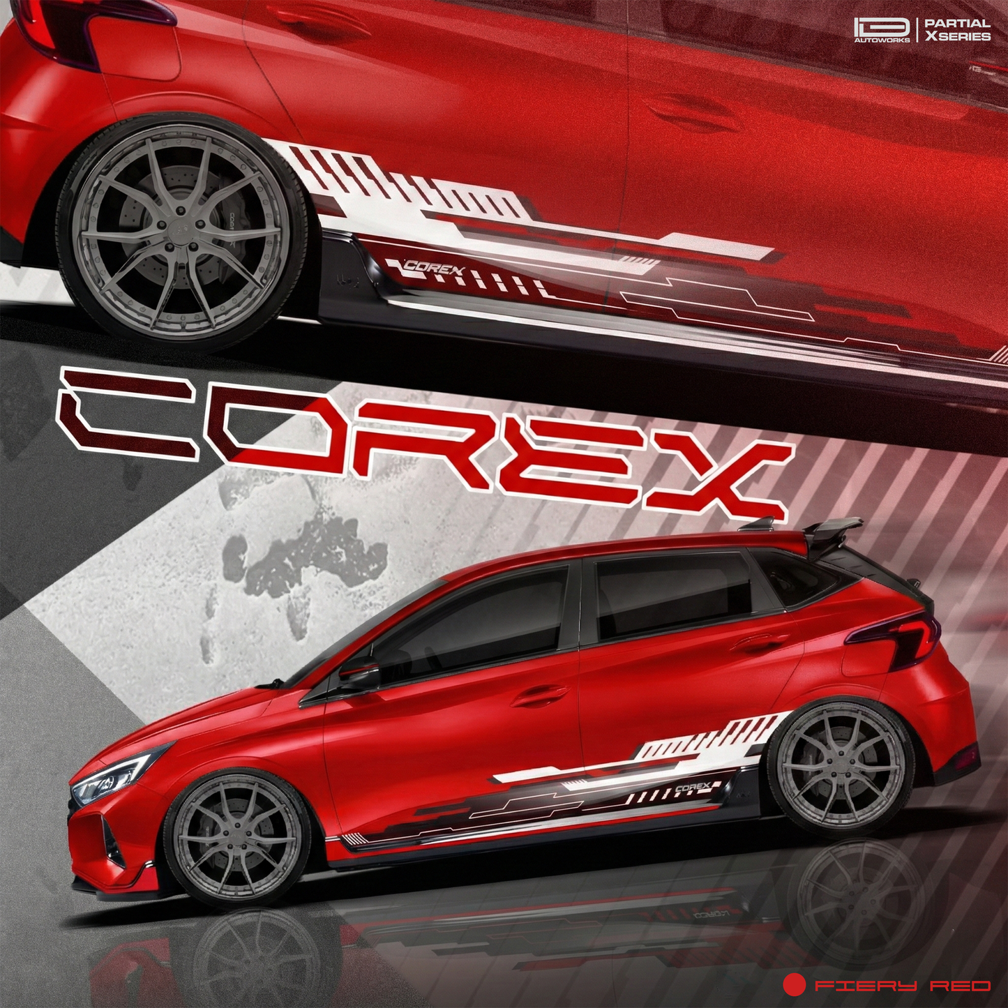 Hyundai i20 with IDE Graphics series Corex Editon Car Graphics 