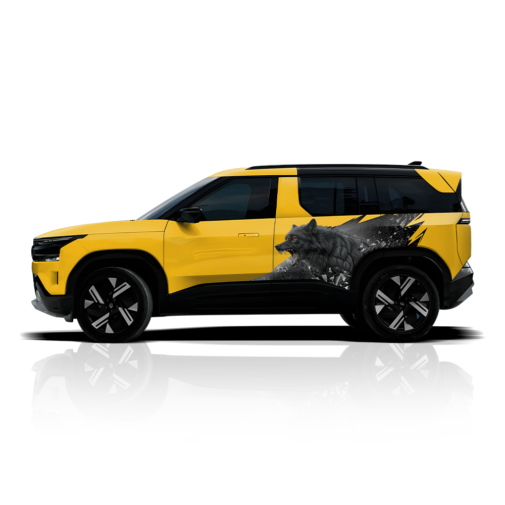Wolf edition graphics for tata Sierra Yellow