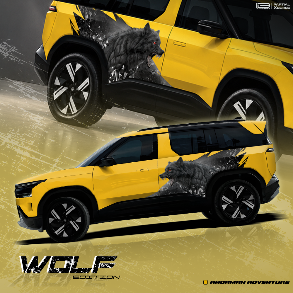 Wolf edition graphics for tata Sierra Yellow