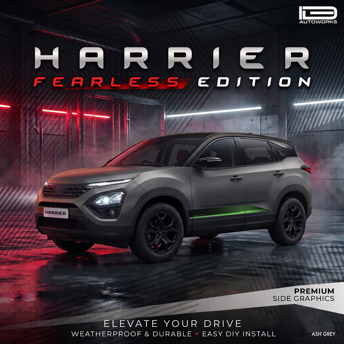 Tata Harrier Car graphics Fearless Edition For Daytona grey Color
