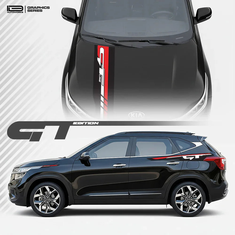 GT Edition car graphics kit on Kia Seltos - performance vinyl decals