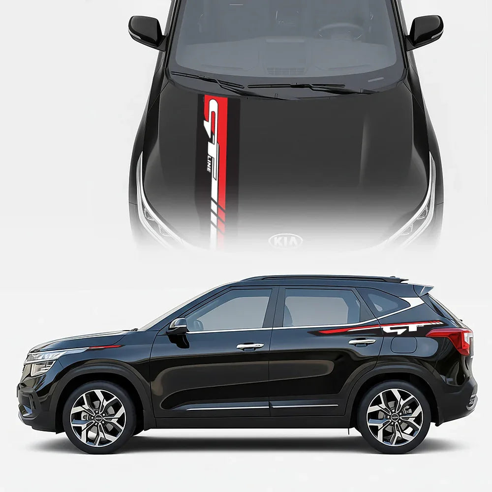 GT Edition car graphics kit on Kia Seltos - performance vinyl decals