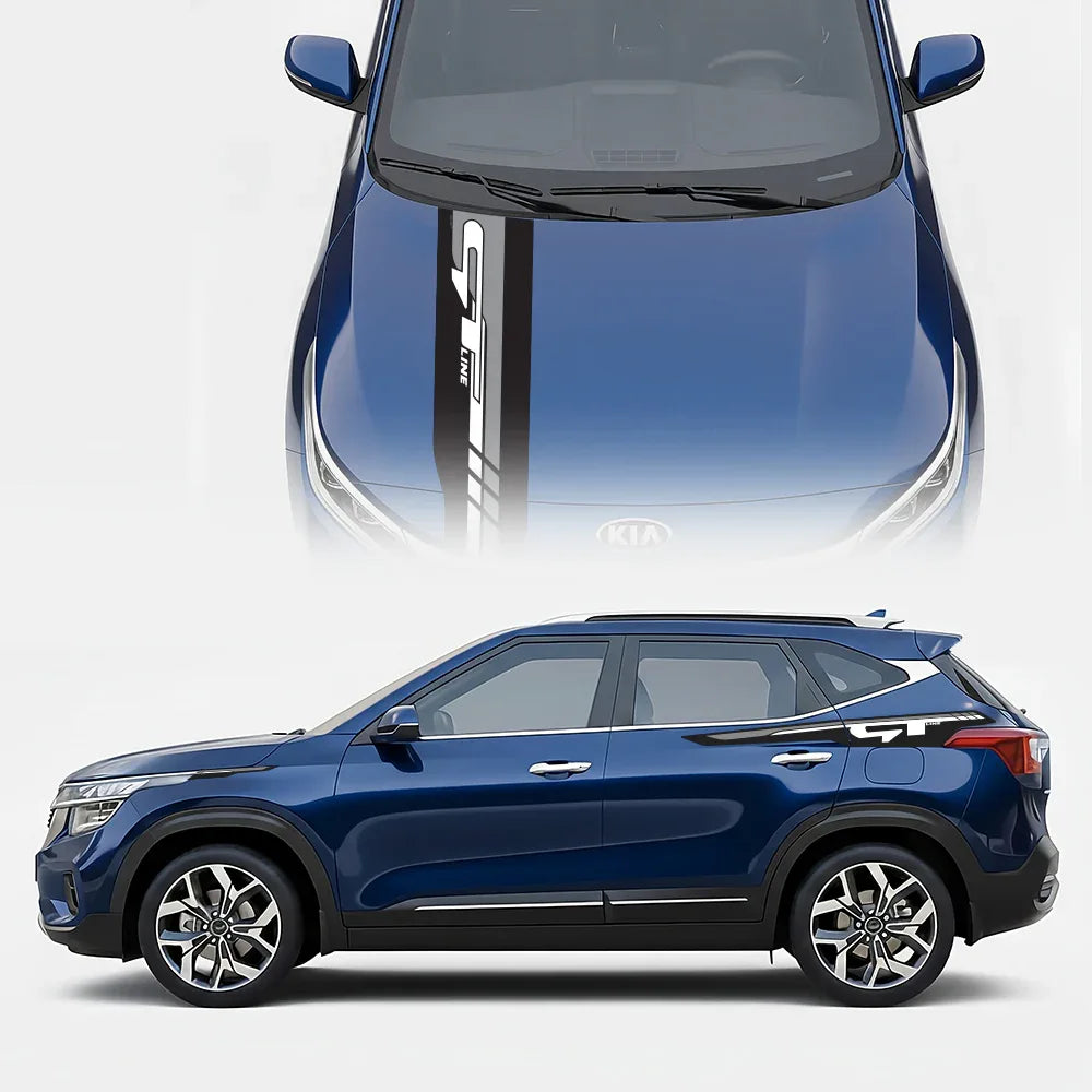 GT Edition car graphics kit on Kia Seltos - performance vinyl decals