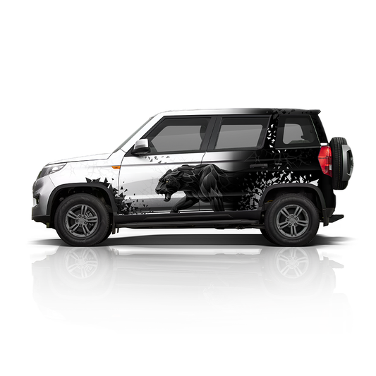 IDE one off edition car graphics for the mahindra bolero Neo white 