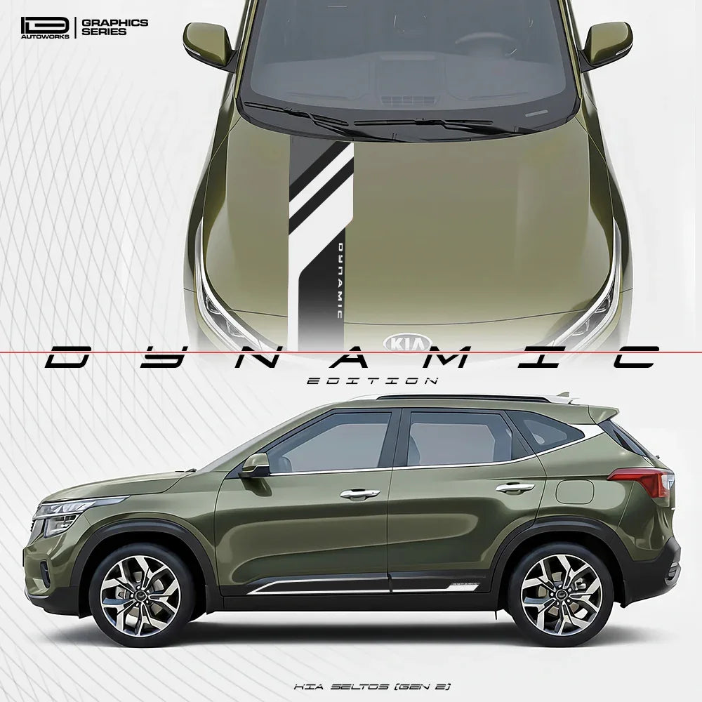 Dynamic Edition Car Graphics Kit for Kia Seltos green