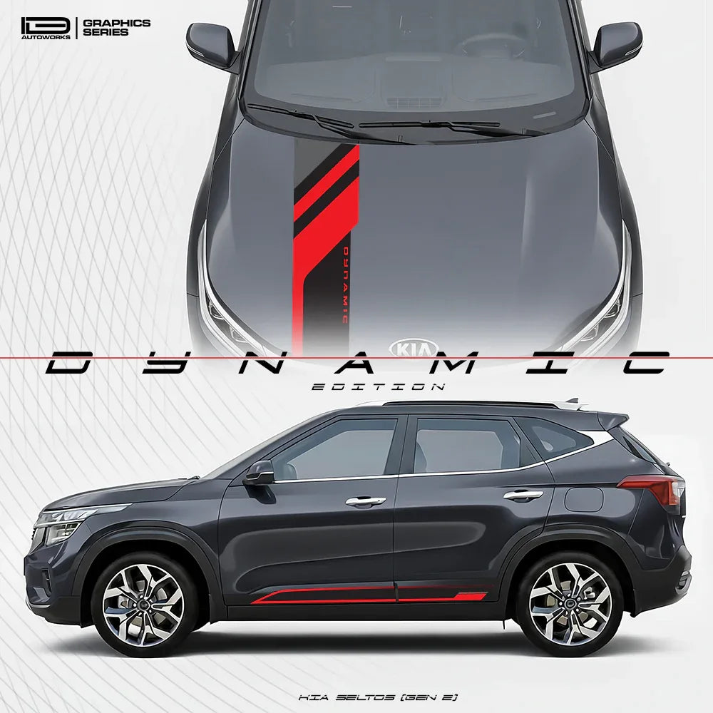 Dynamic Edition Car Graphics Kit for Kia Seltos grey