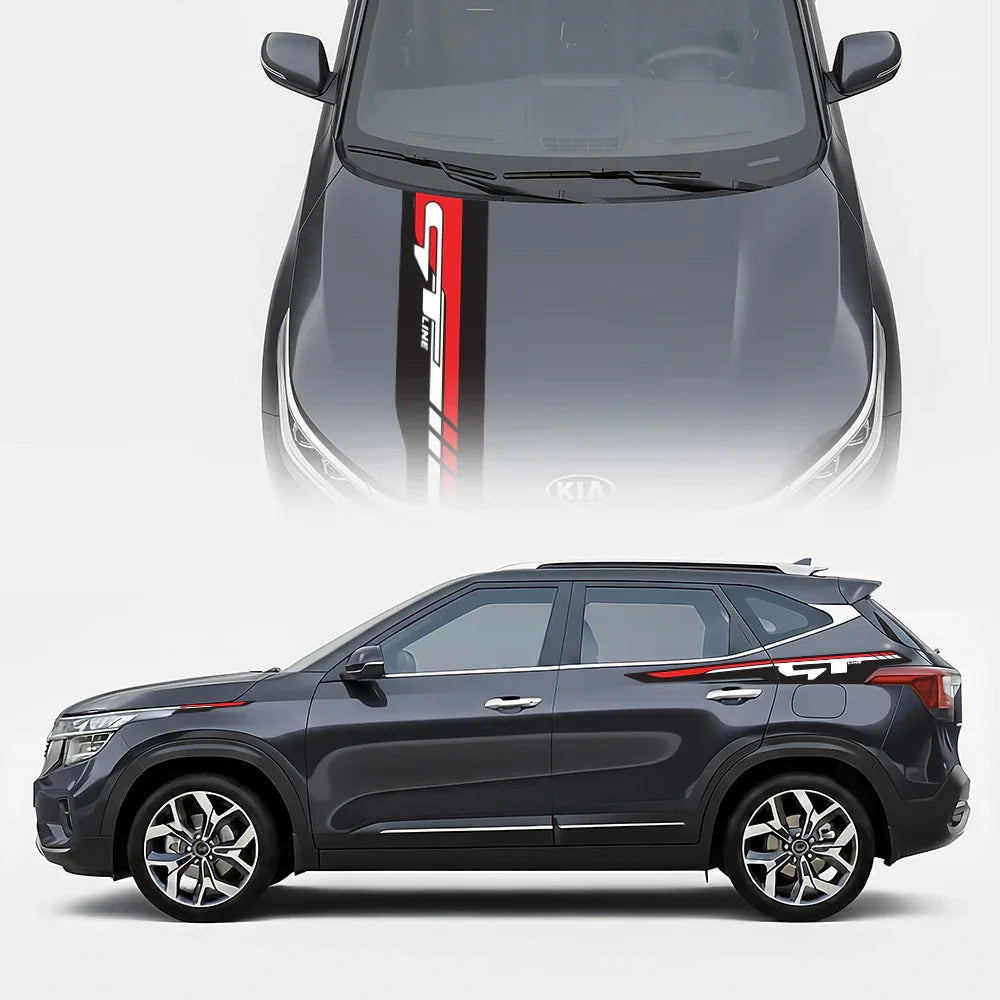 GT Edition car graphics kit on Kia Seltos - performance vinyl decals