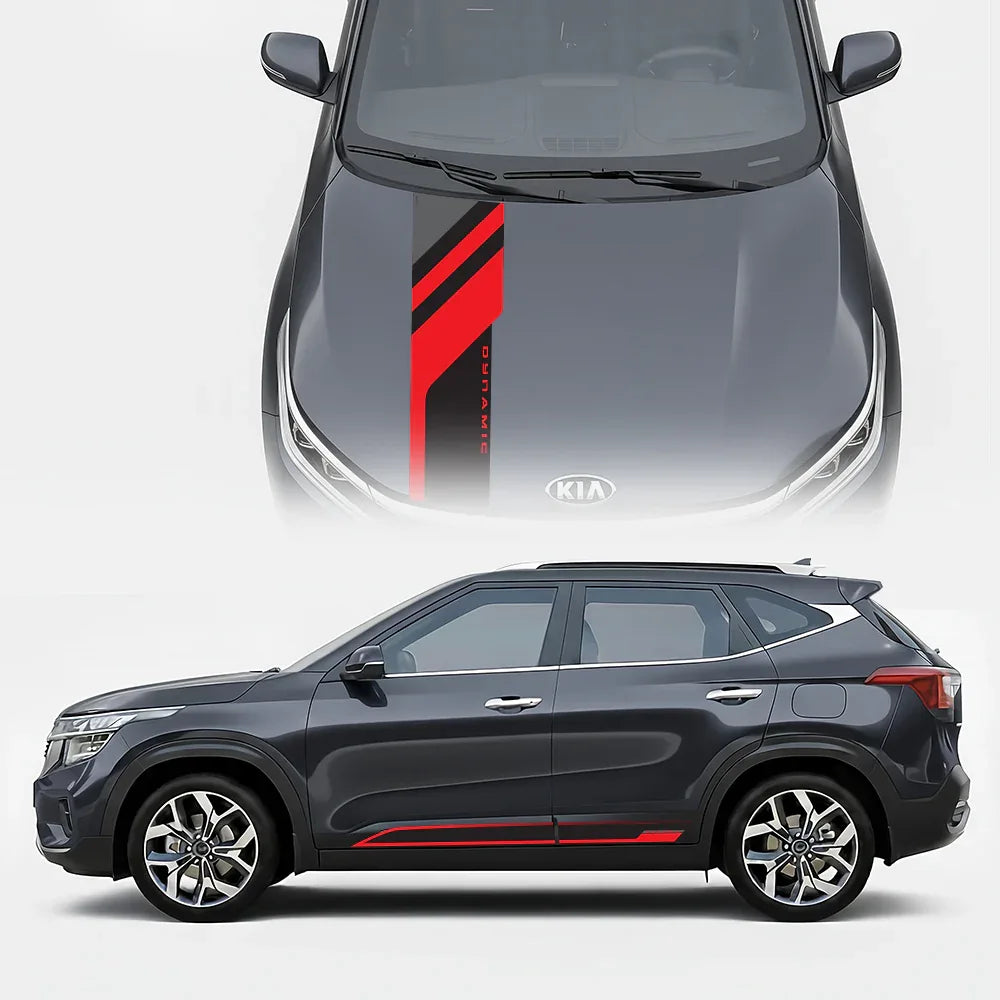Dynamic Edition Car Graphics Kit for Kia Seltos grey