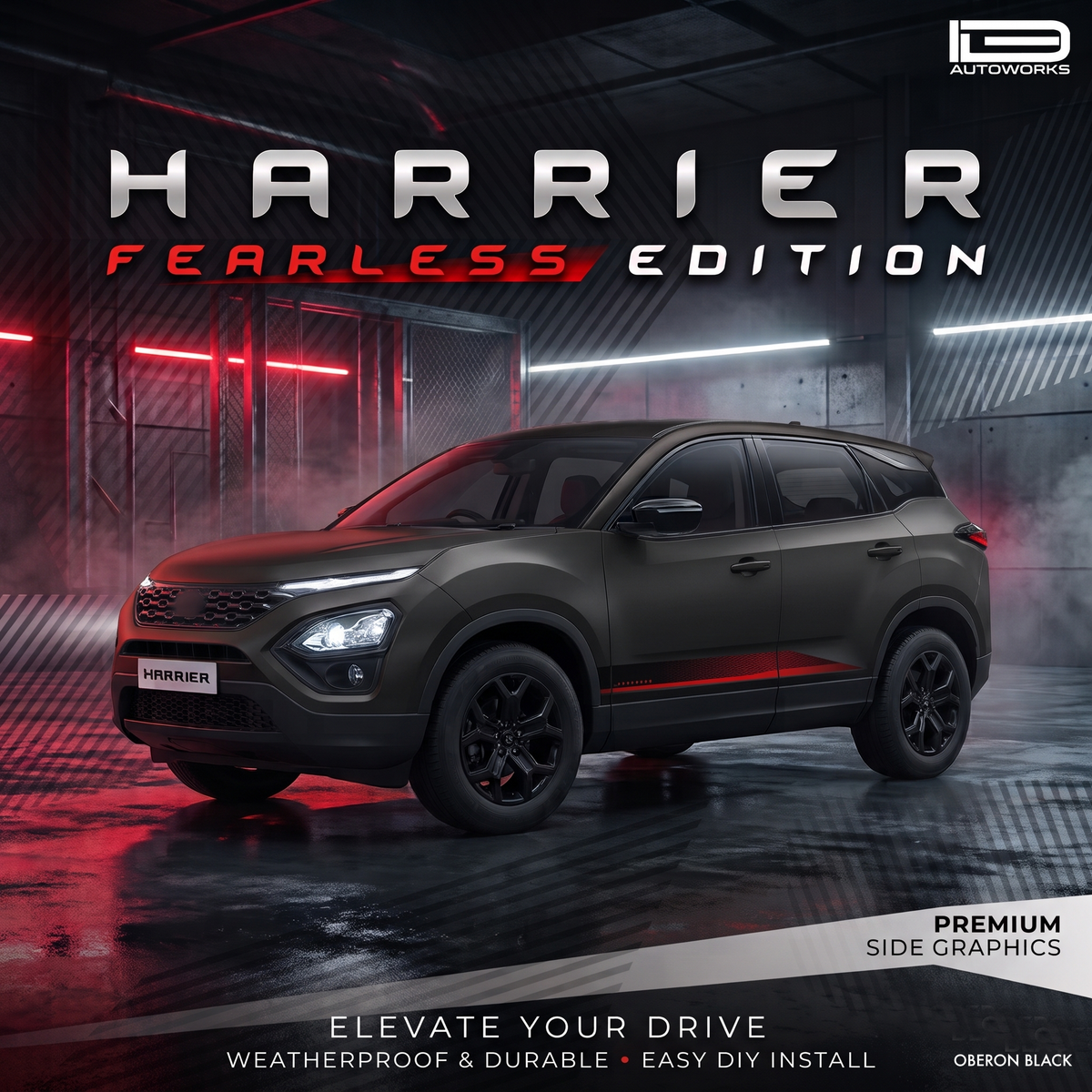 Tata Harrier Car graphics Fearless Edition For Stealth Black Color