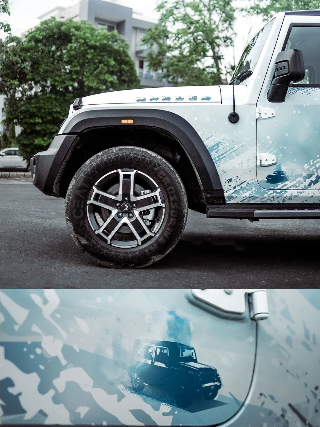 Snowborn Edition Graphics for Mahindra Thar Roxx white