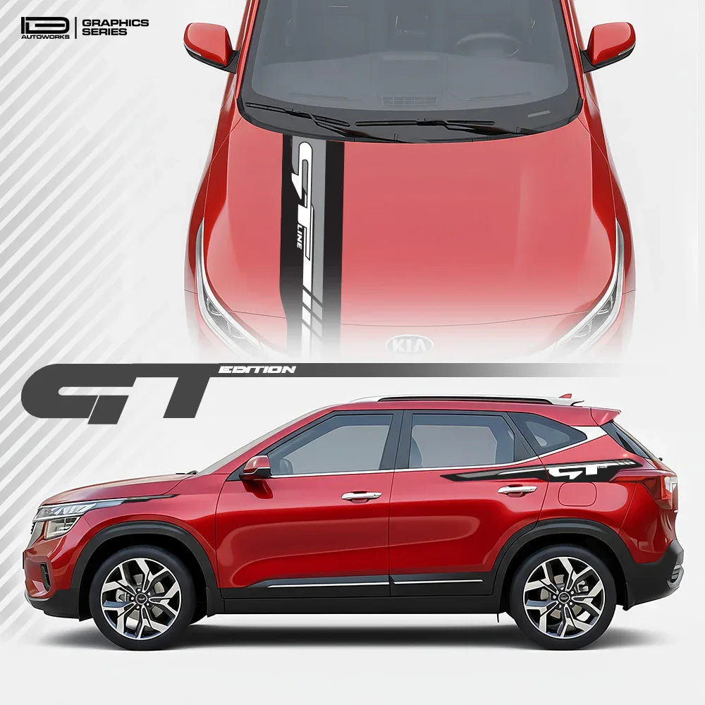GT Edition car graphics kit on Kia Seltos - performance vinyl decals