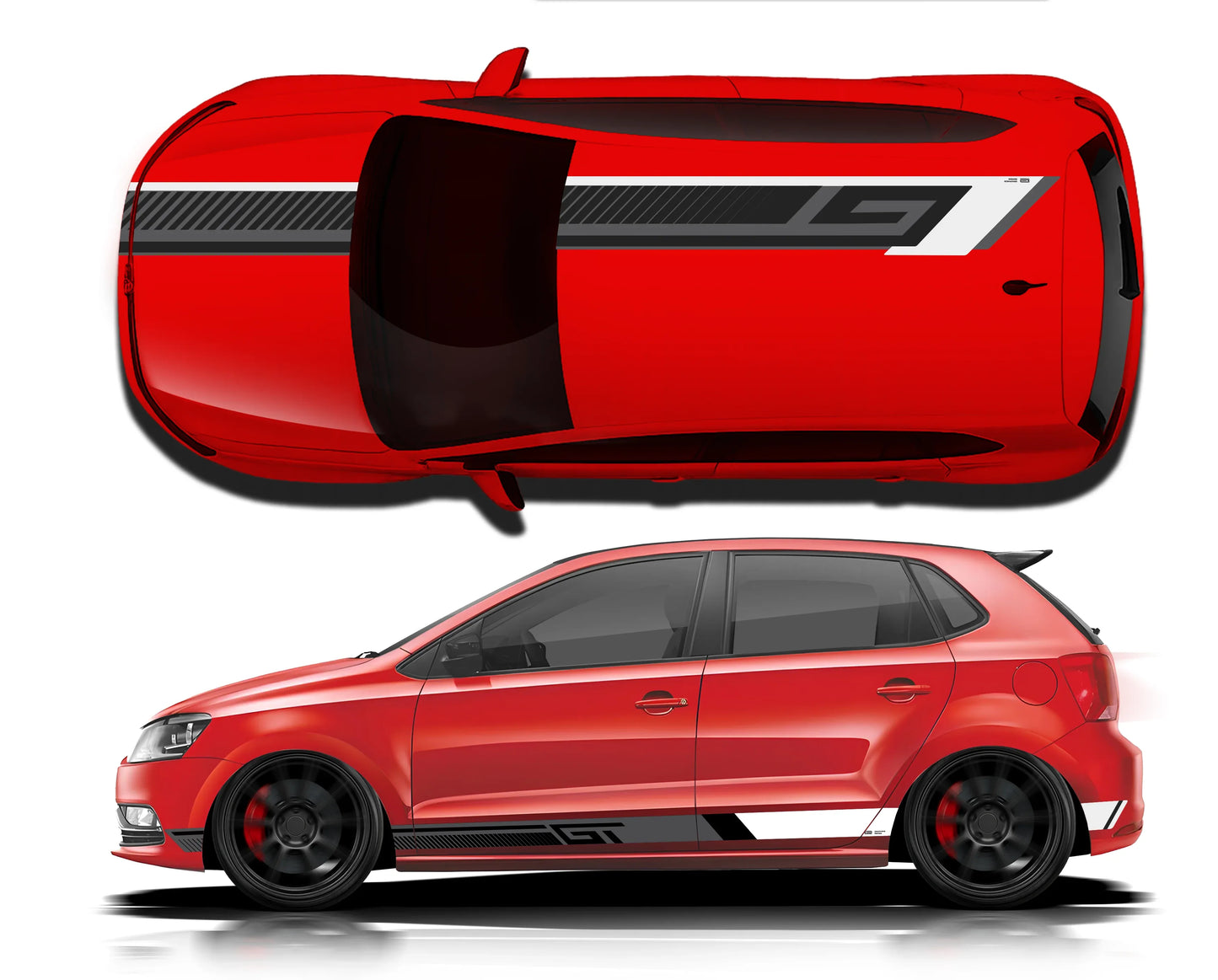 GT Edition Car Graphics Kit for VW Polo red