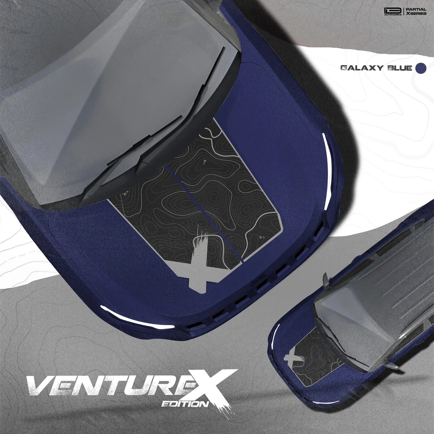 Venture X Edition Bonnet graphics for the Jeep Compass White by IDE Autoworks