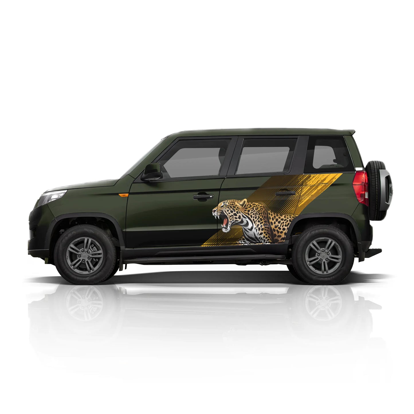 Leopard Edition partial vinyl wrap for Mahindra Bolero Neo rocky beige