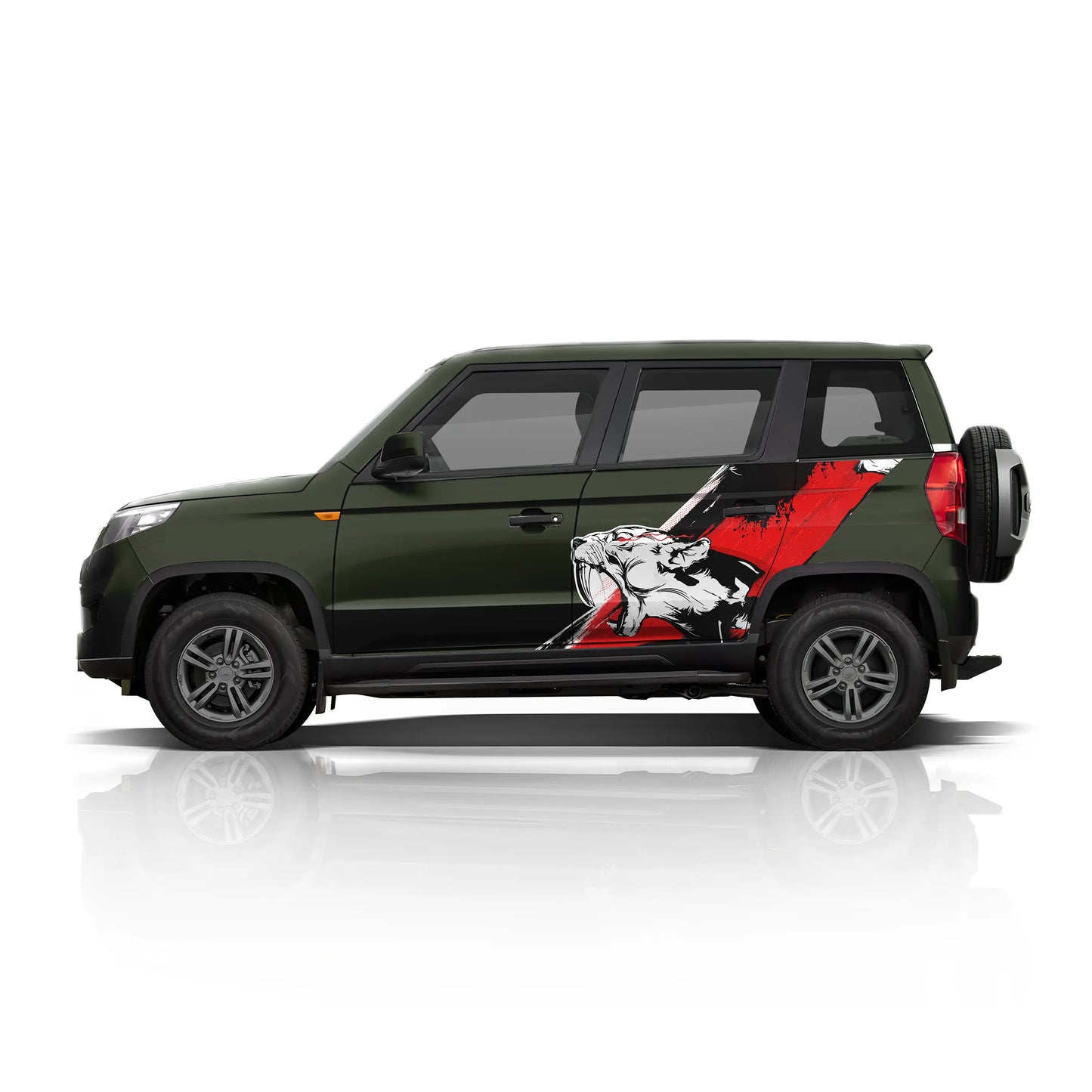 Tiger Edition partial vinyl wrap for Mahindra Bolero neo rocky beige