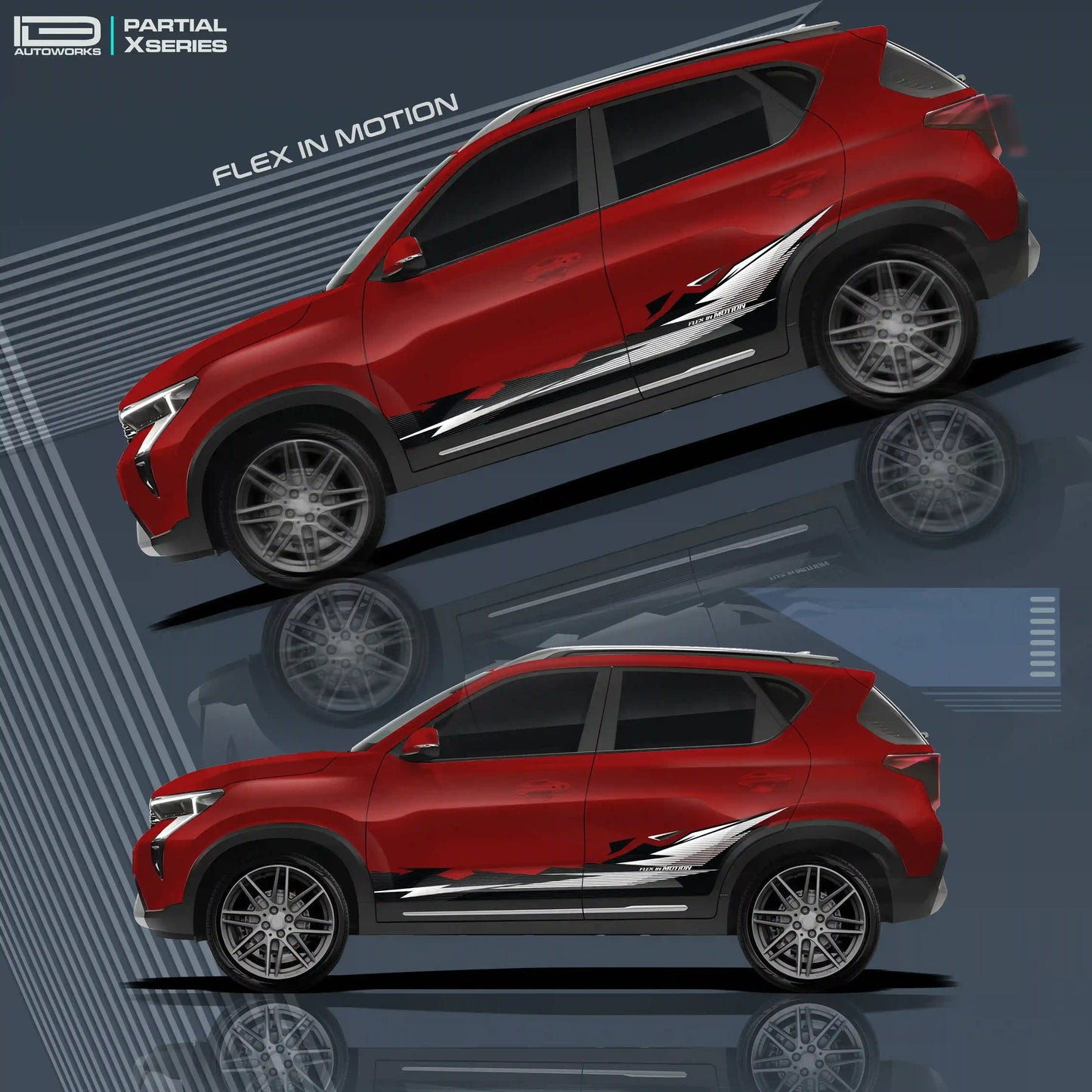 Flex in Motion Edition Car Graphics for Kia Sonet red