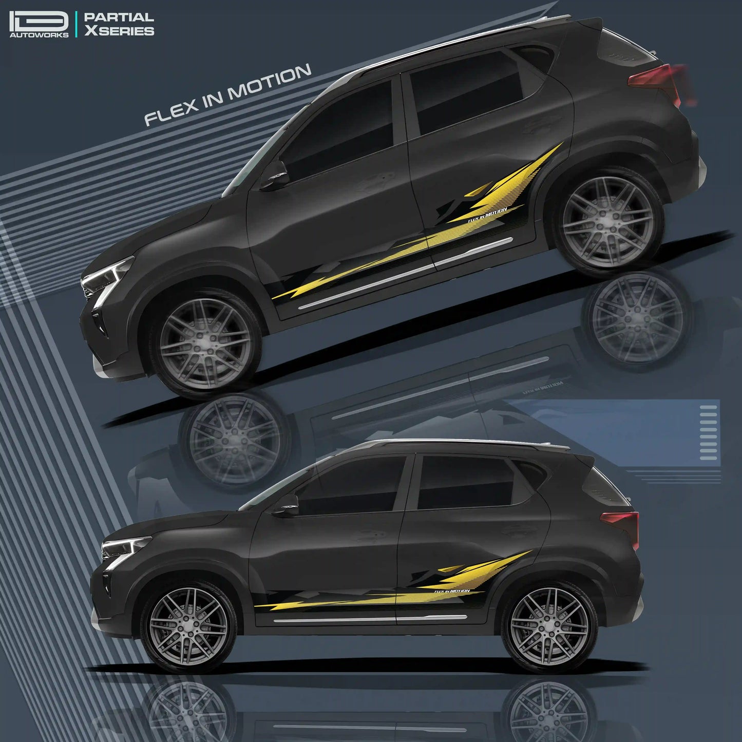 Flex in Motion Edition Car Graphics for Kia Sonet black