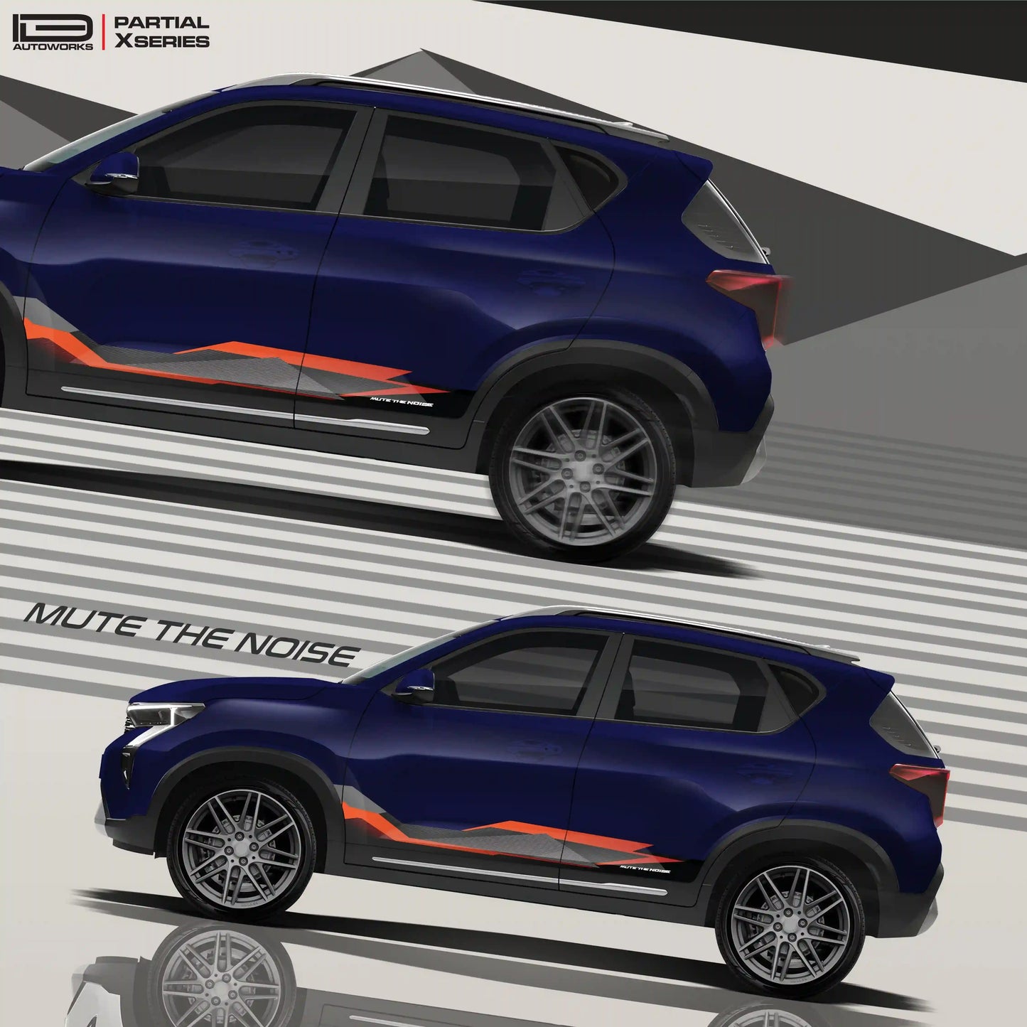 Mute The Noise Edition Graphics for Kia Sonet black