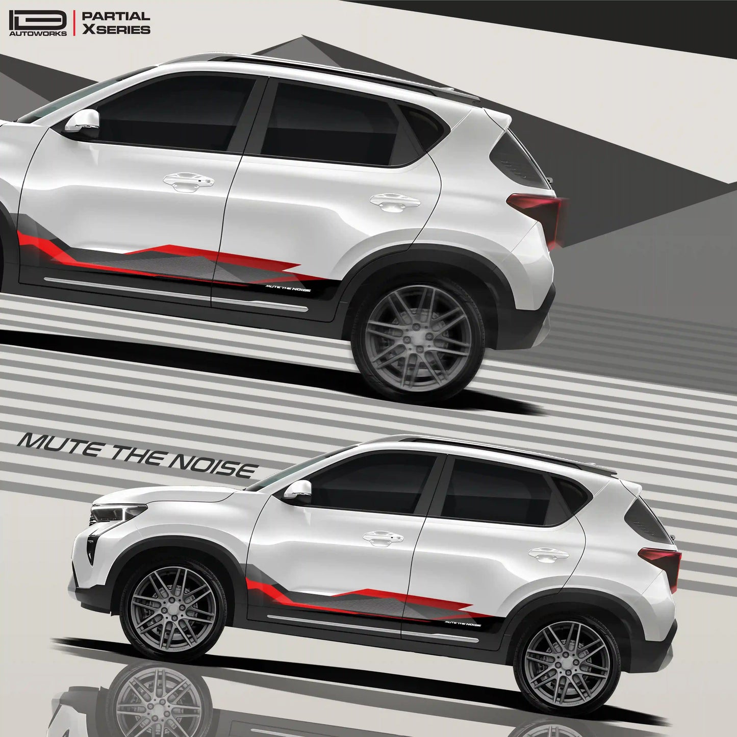 Mute The Noise Edition Graphics for Kia Sonet black