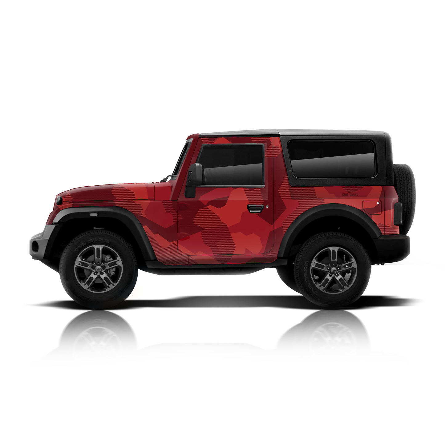 Camo Edition car graphics for Mahindra Thar Tango Red