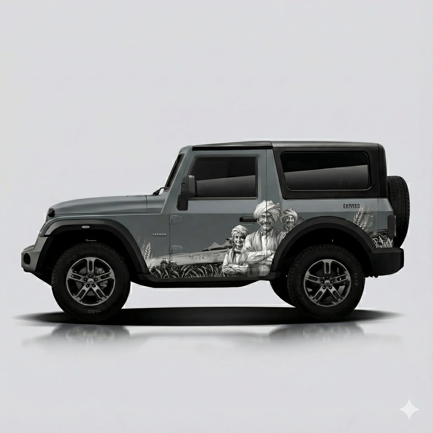 Farmer Edition Graphics for Mahindra Thar grey