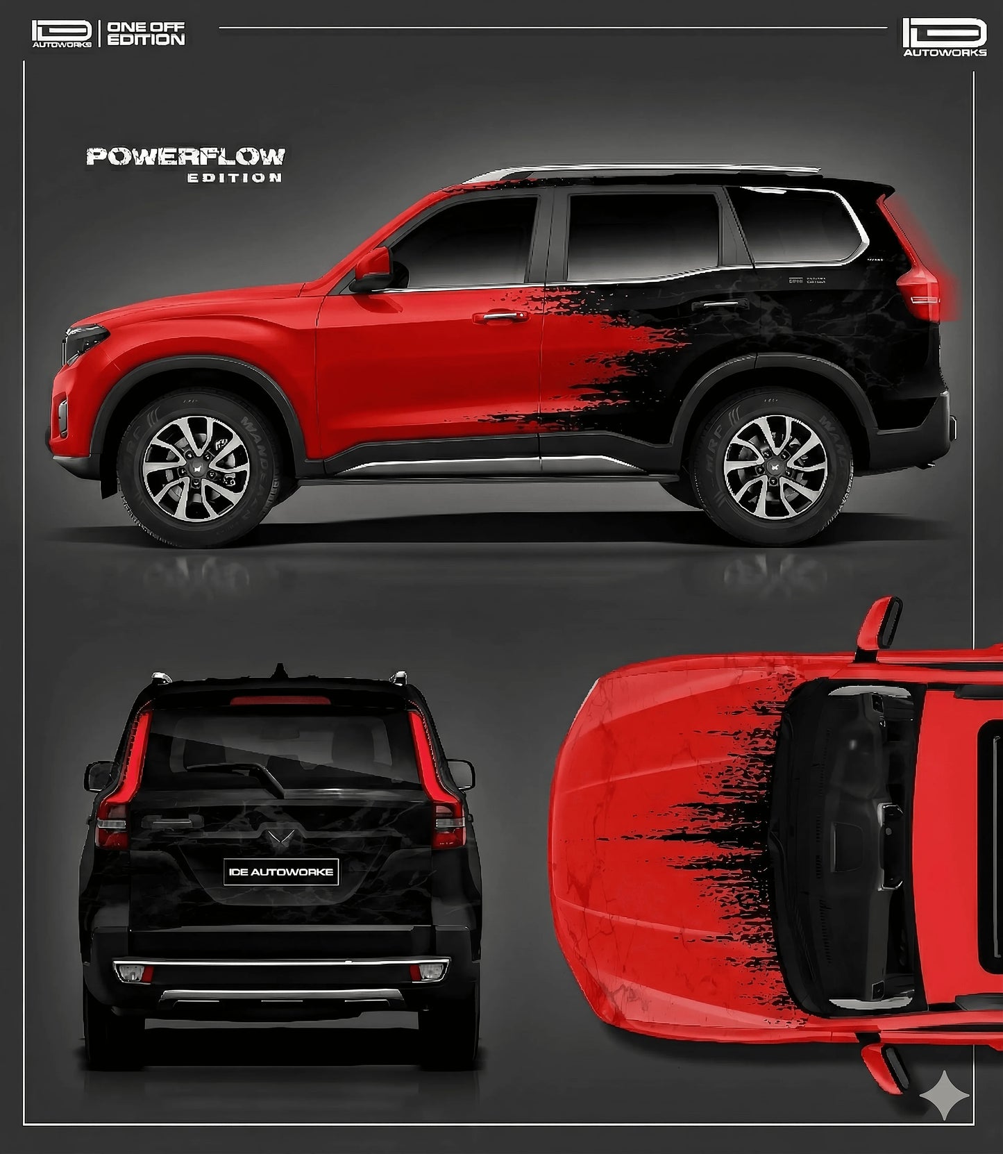 Powerflow Edition Graphics for Mahindra Scorpio N red