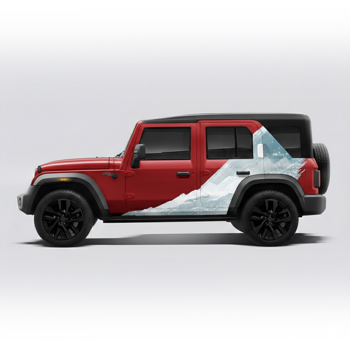 Snowborn Edition Graphics for Mahindra Thar Roxx red
