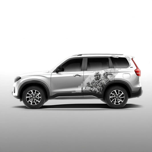 Warrior Edition Graphics for Mahindra Scorpio N white