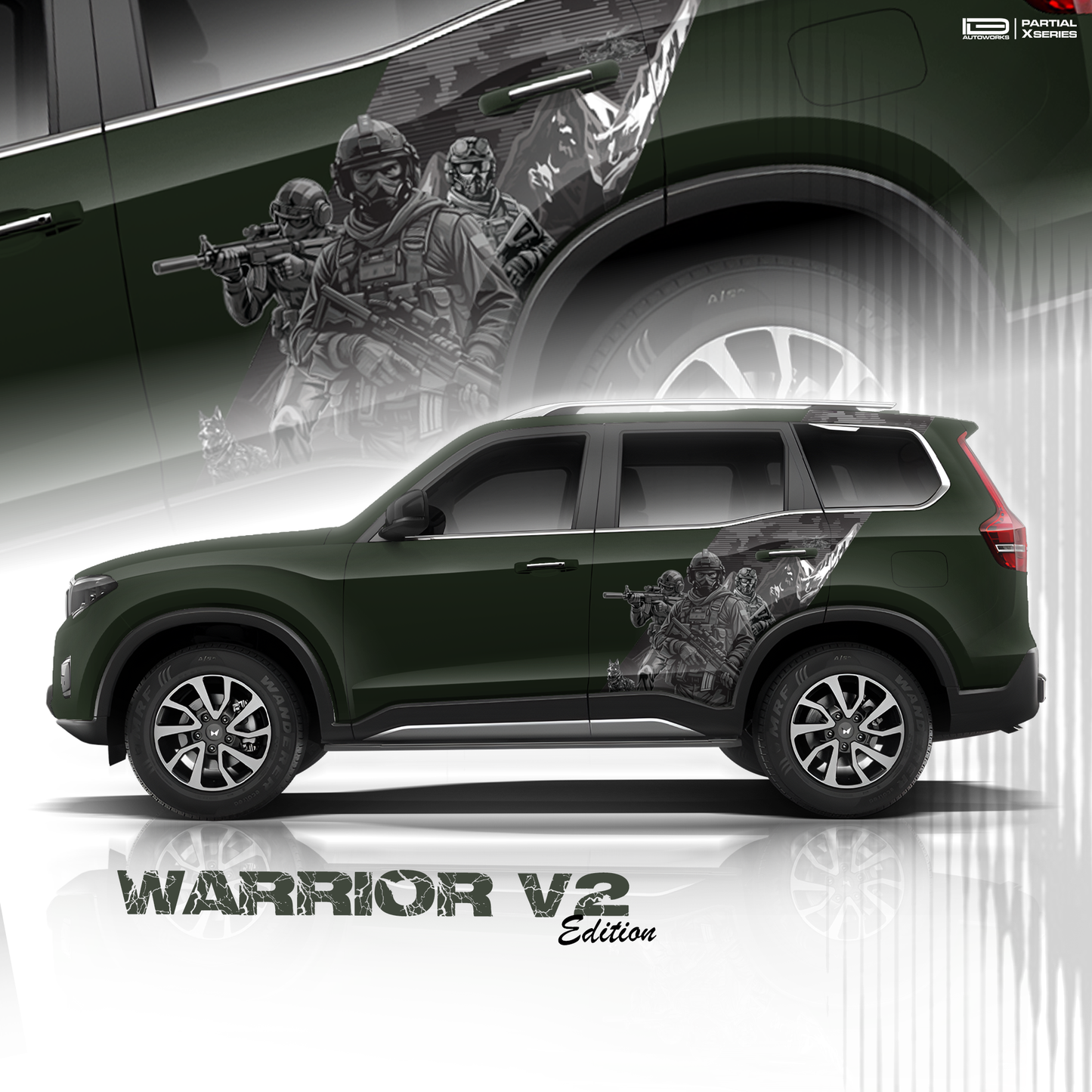 Warrior Edition Graphics for Mahindra Scorpio N IDE Partial X Series White