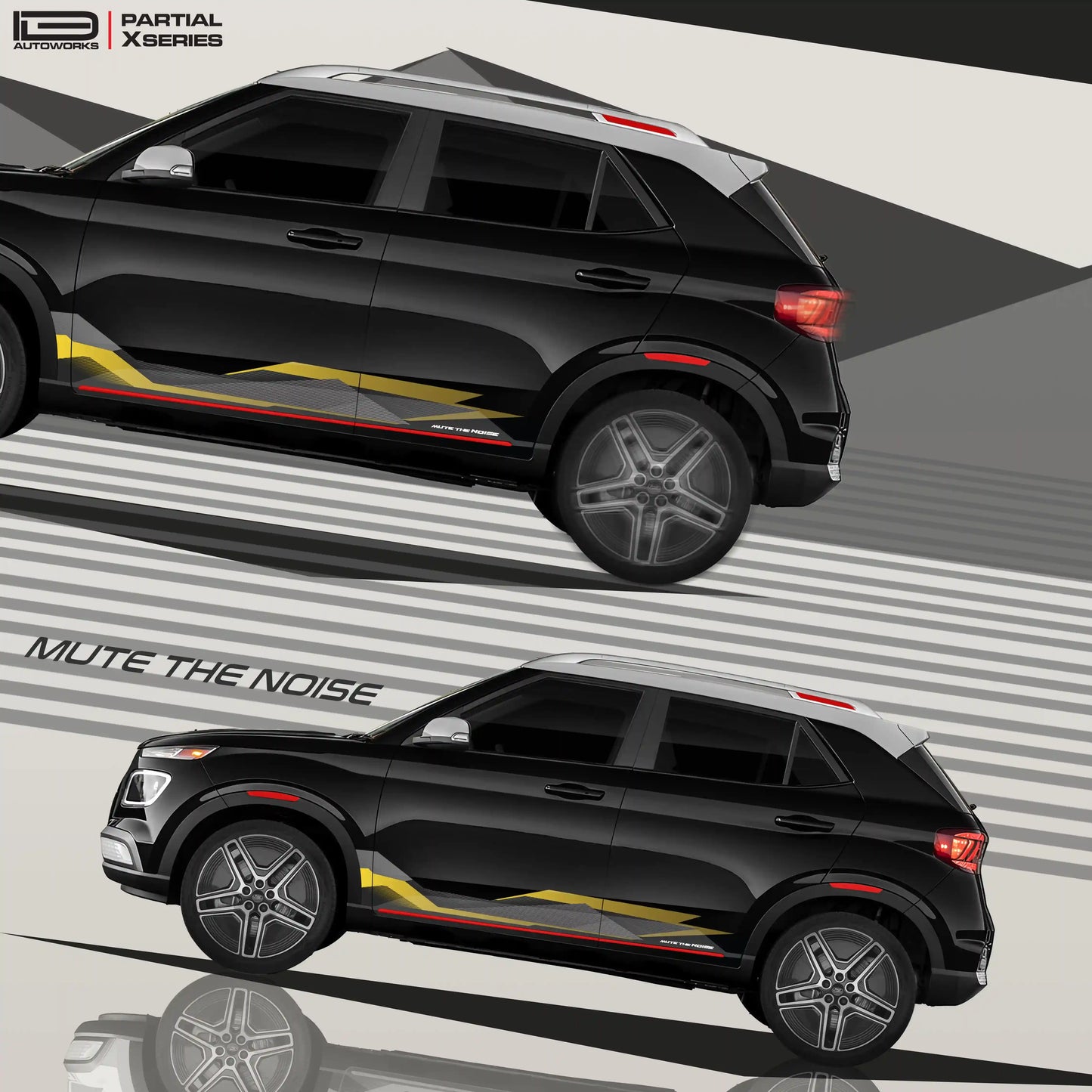 Mute the Noise Edition partial vinyl wrap for Hyundai Venue black
