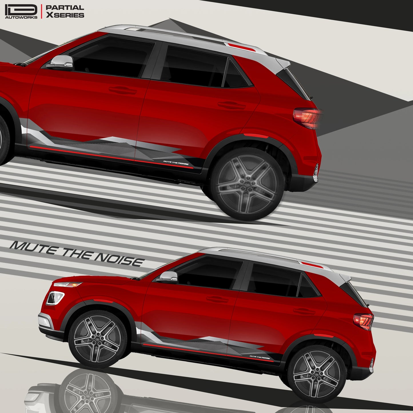 Mute the noise edition graphics on the Hyundai Venue red