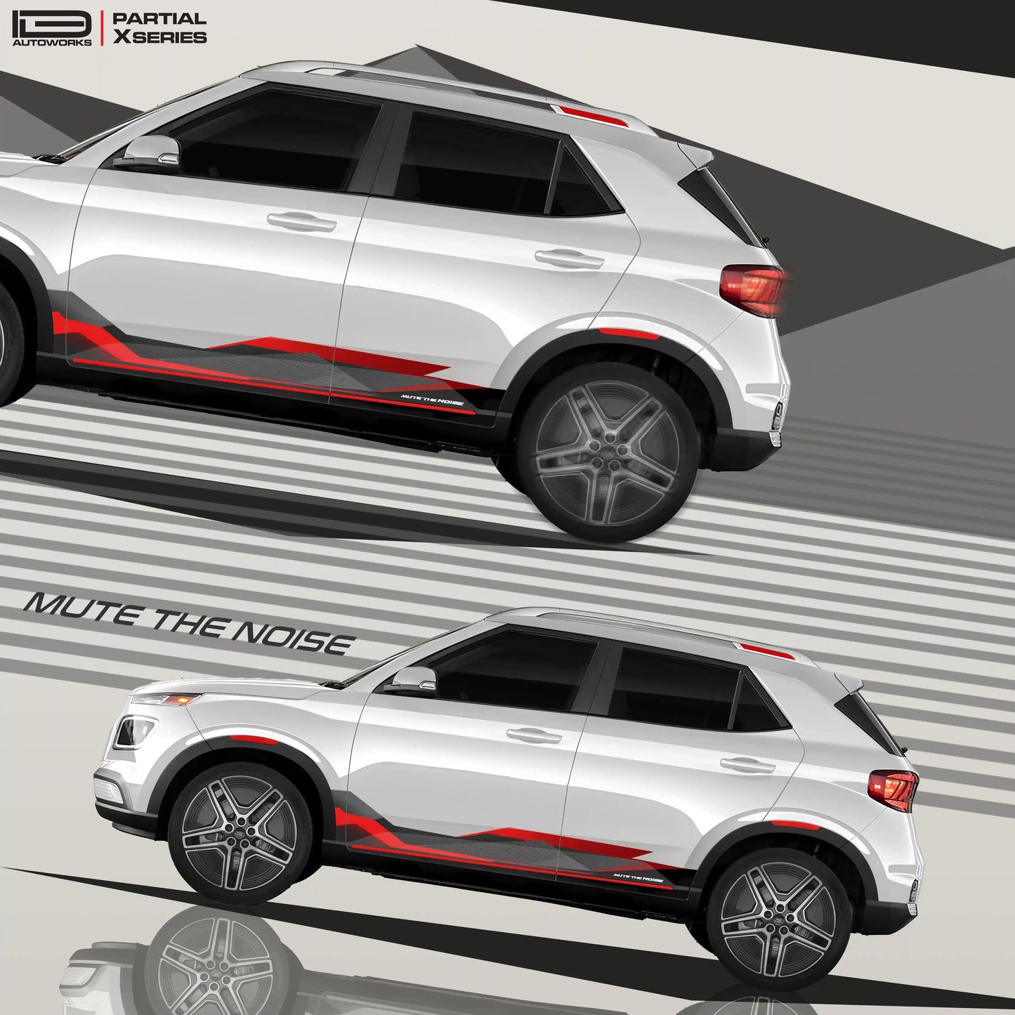 Mute the Noise Edition partial vinyl wrap for Hyundai Venue white