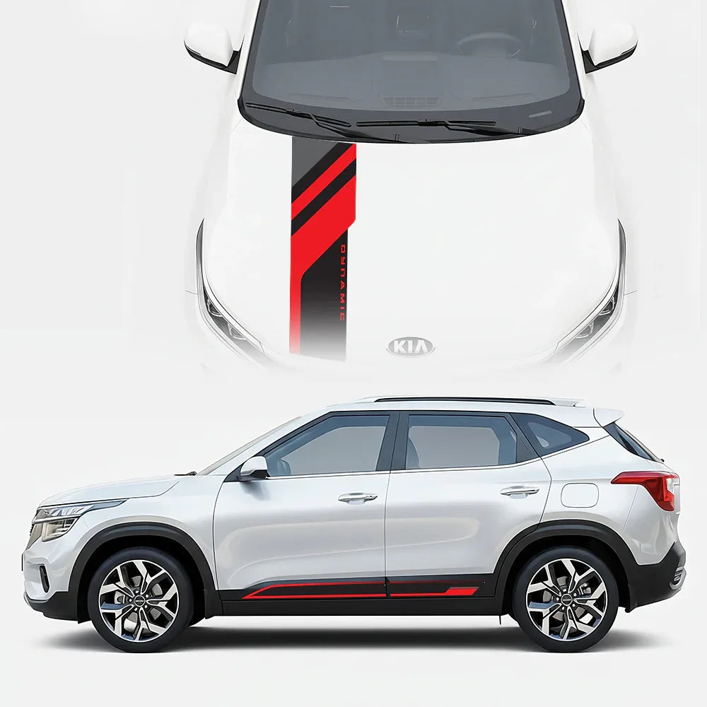 Dynamic Edition Car Graphics Kit for Kia Seltos white